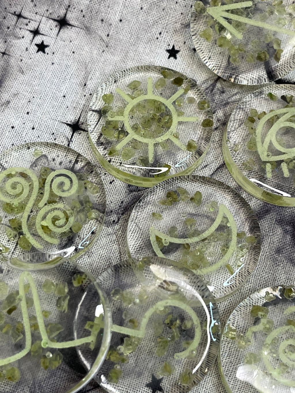 Witch's Runes with Peridot Crystal Chips