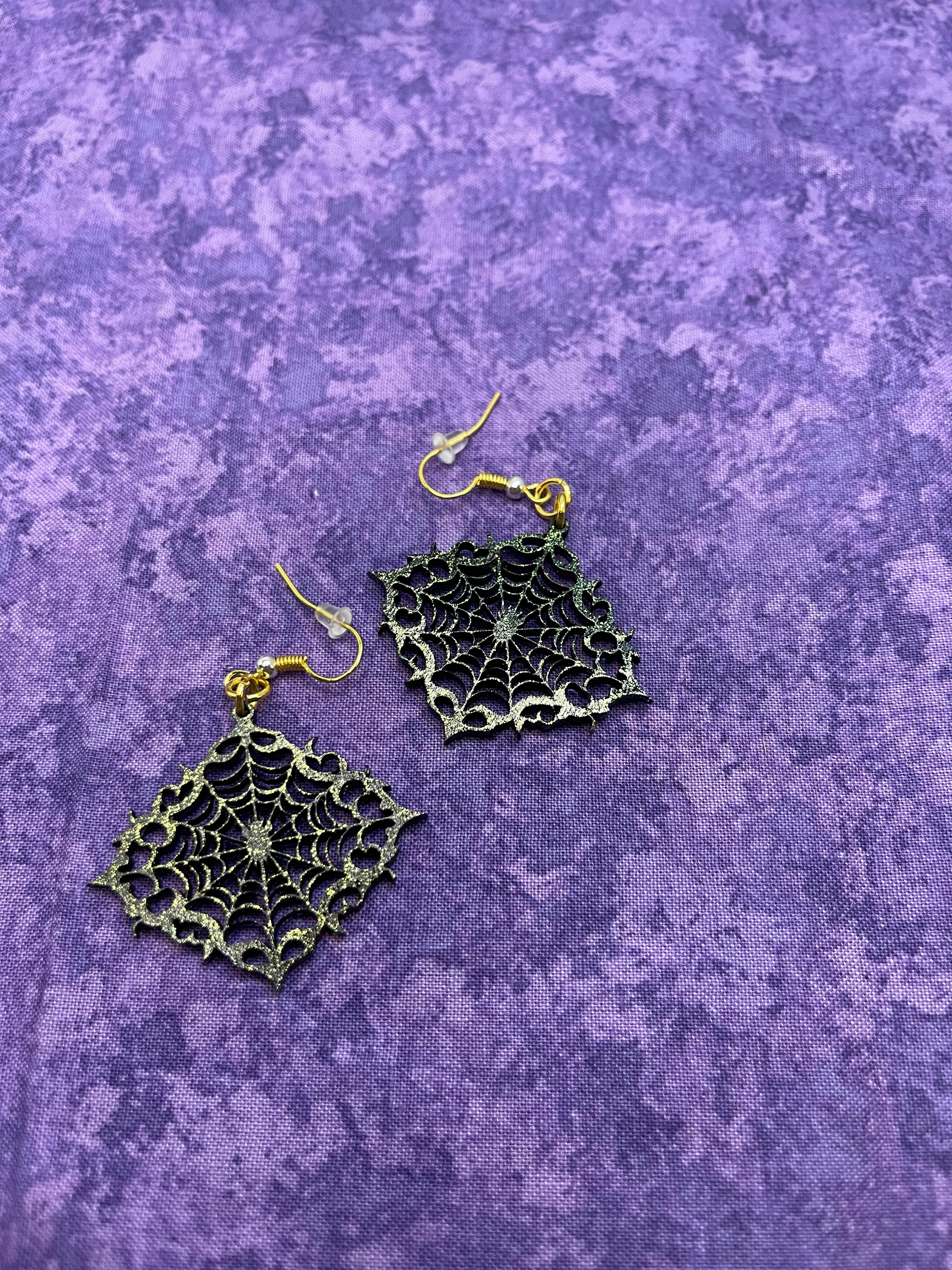 Spider Web Earrings with Color Shift
