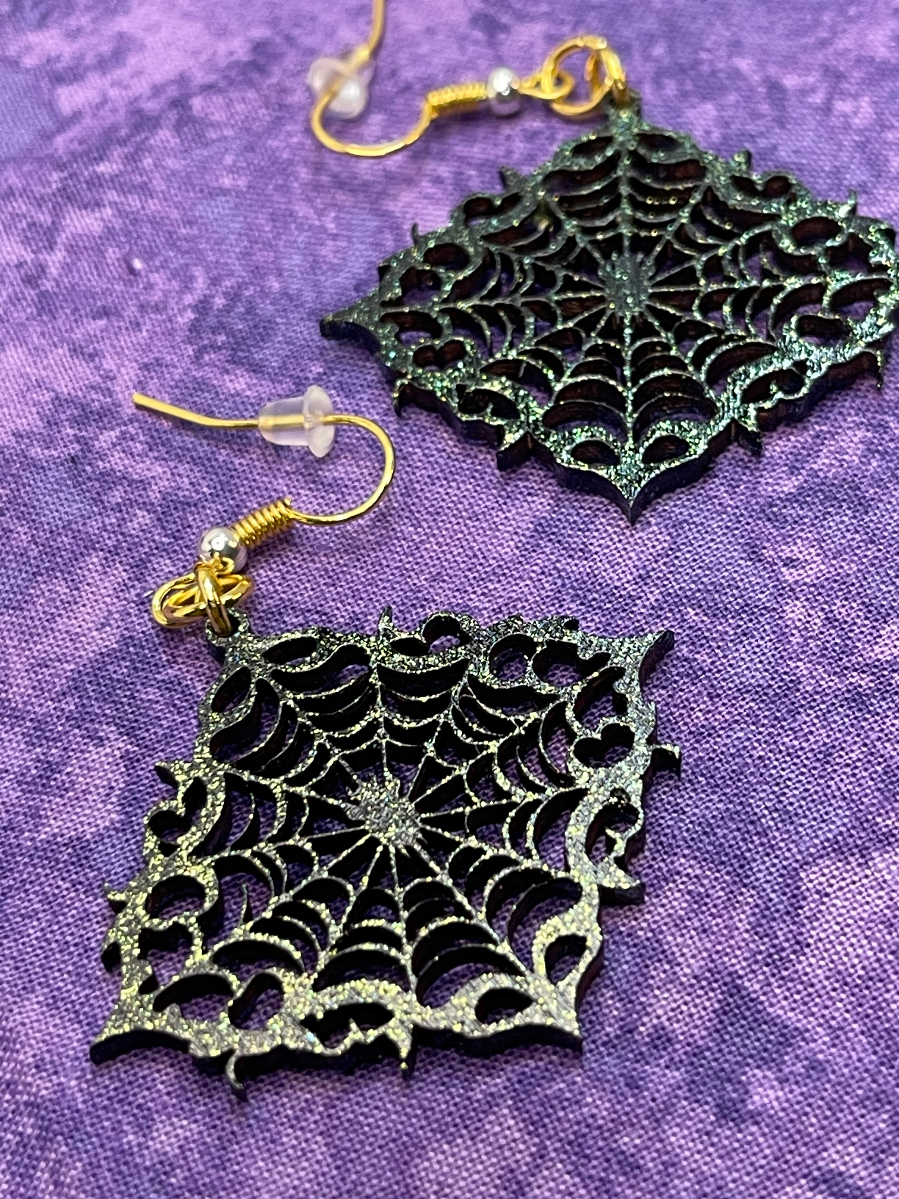 Spider Web Earrings with Color Shift