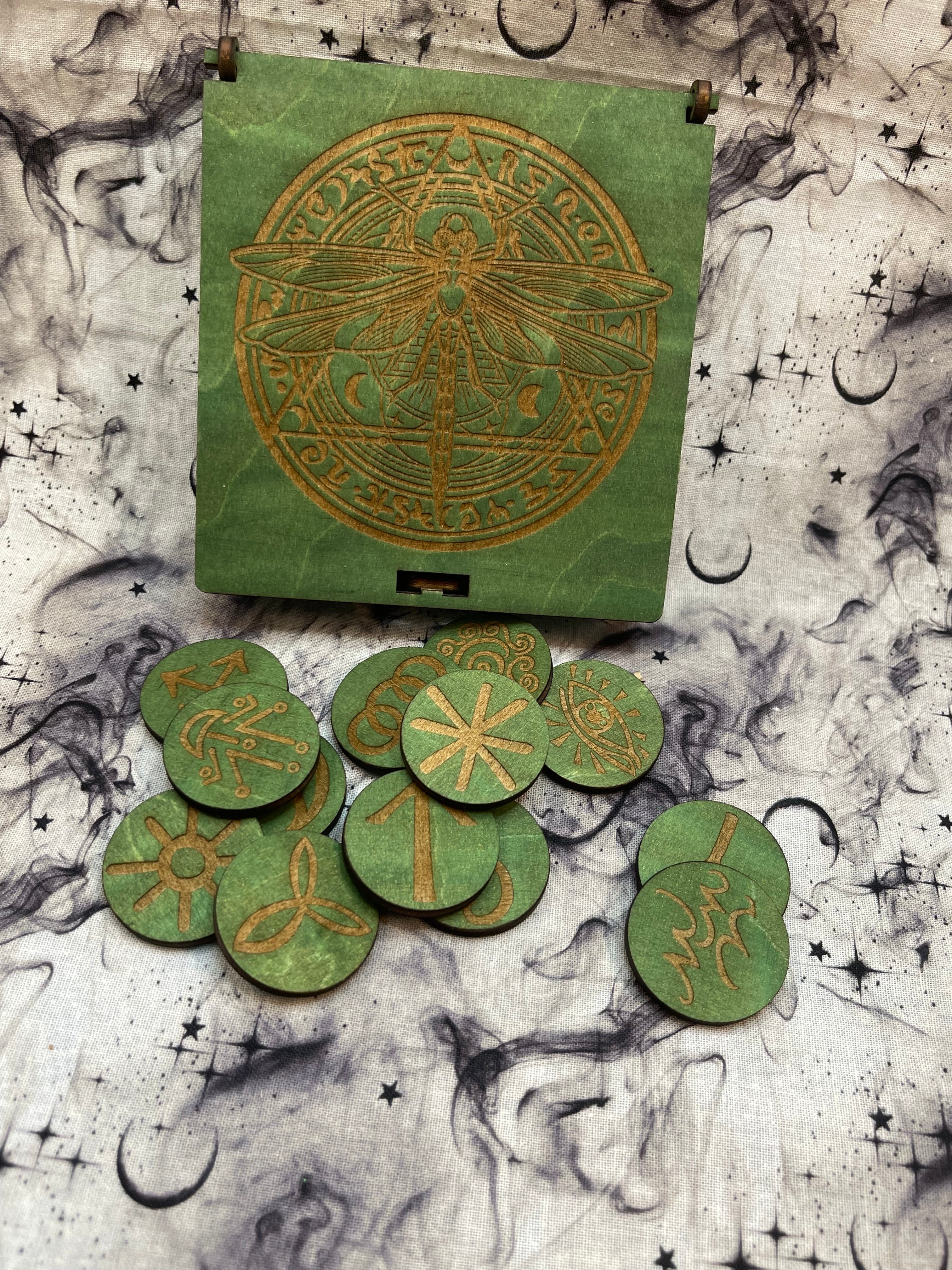 Round Wooden Witch's Runes