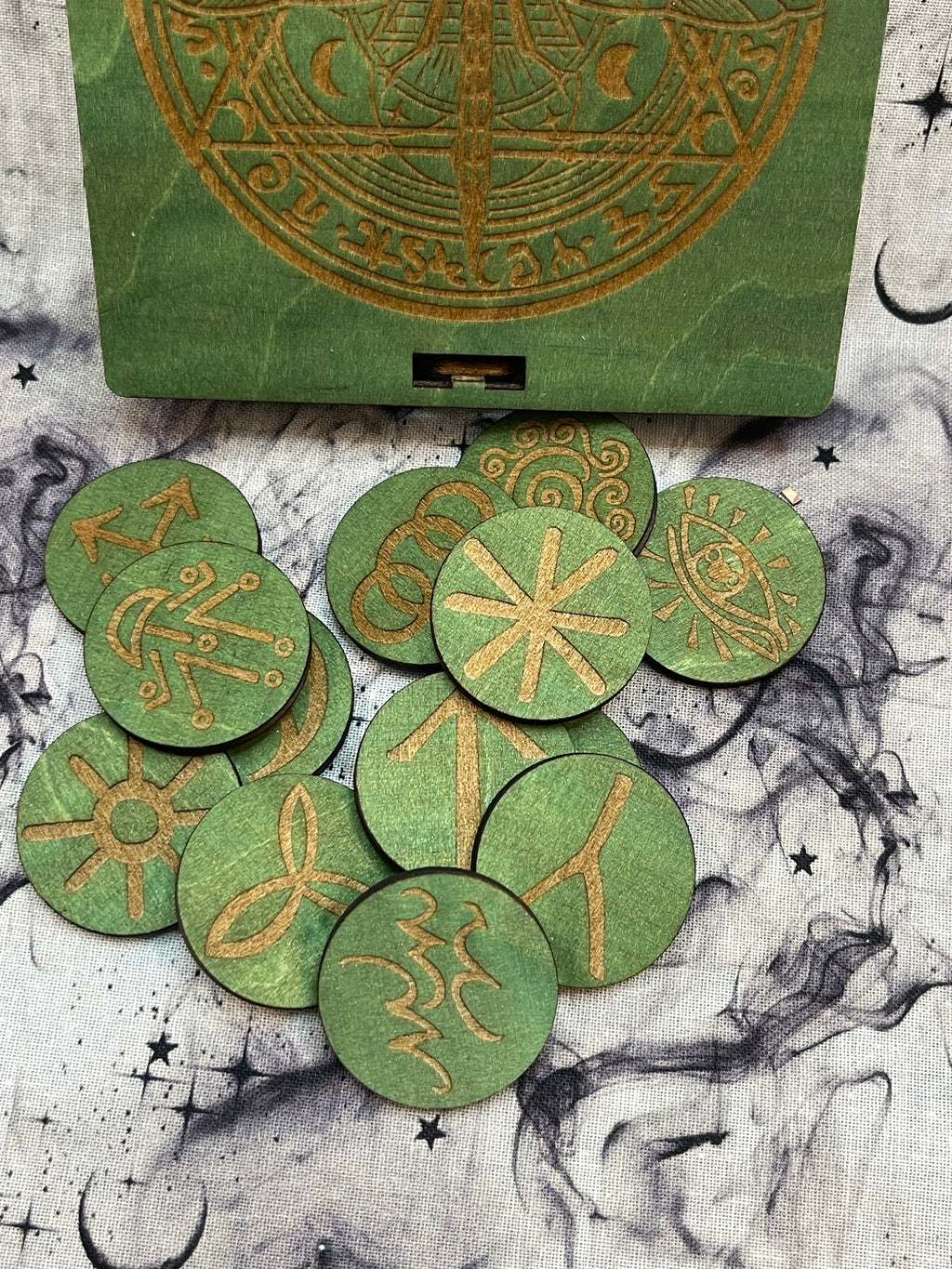 Round Wooden Witch's Runes