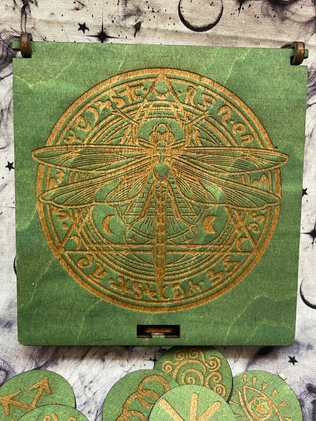 Round Wooden Witch's Runes