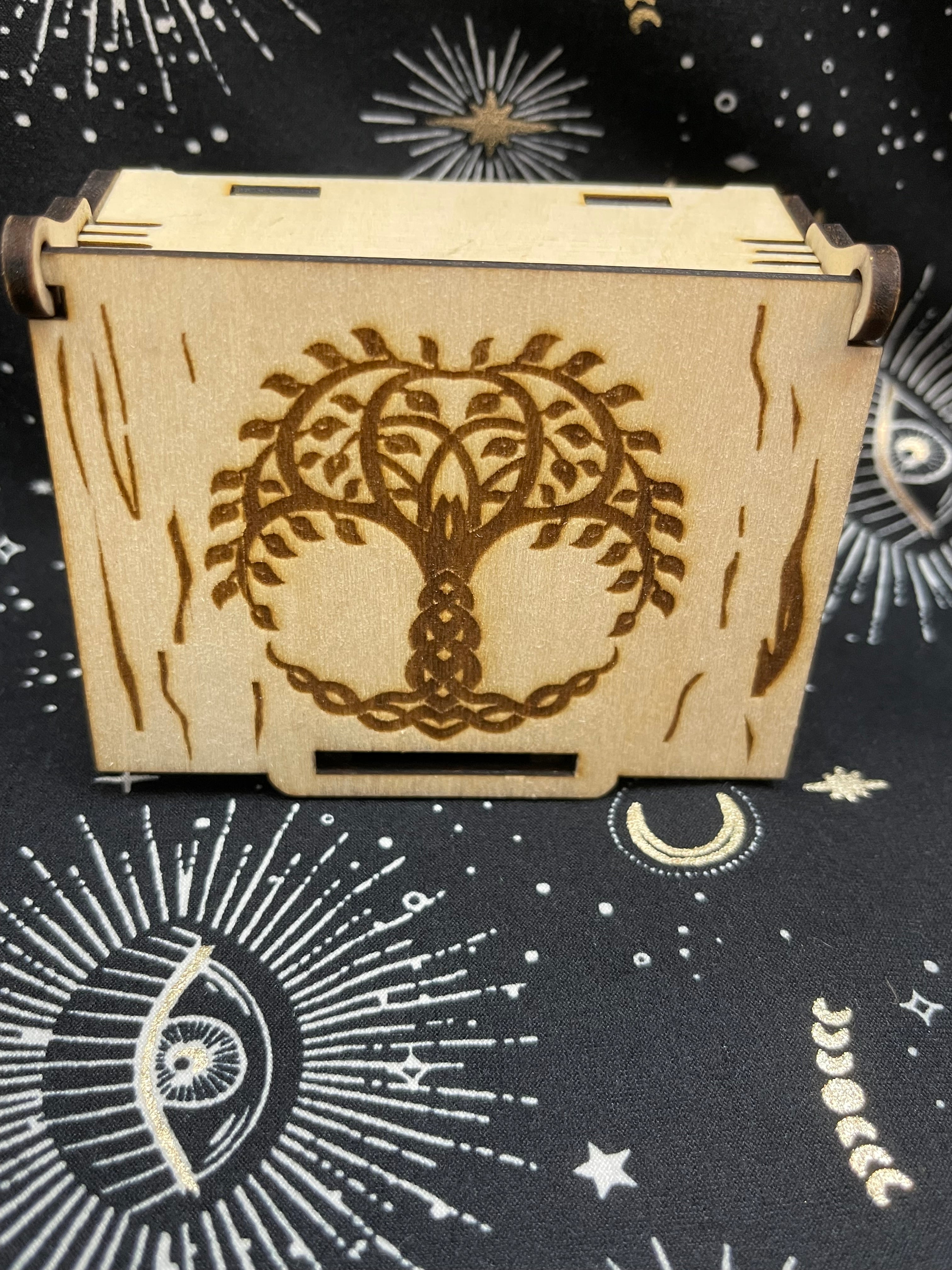 Wooden Rune Dice With Storage Box
