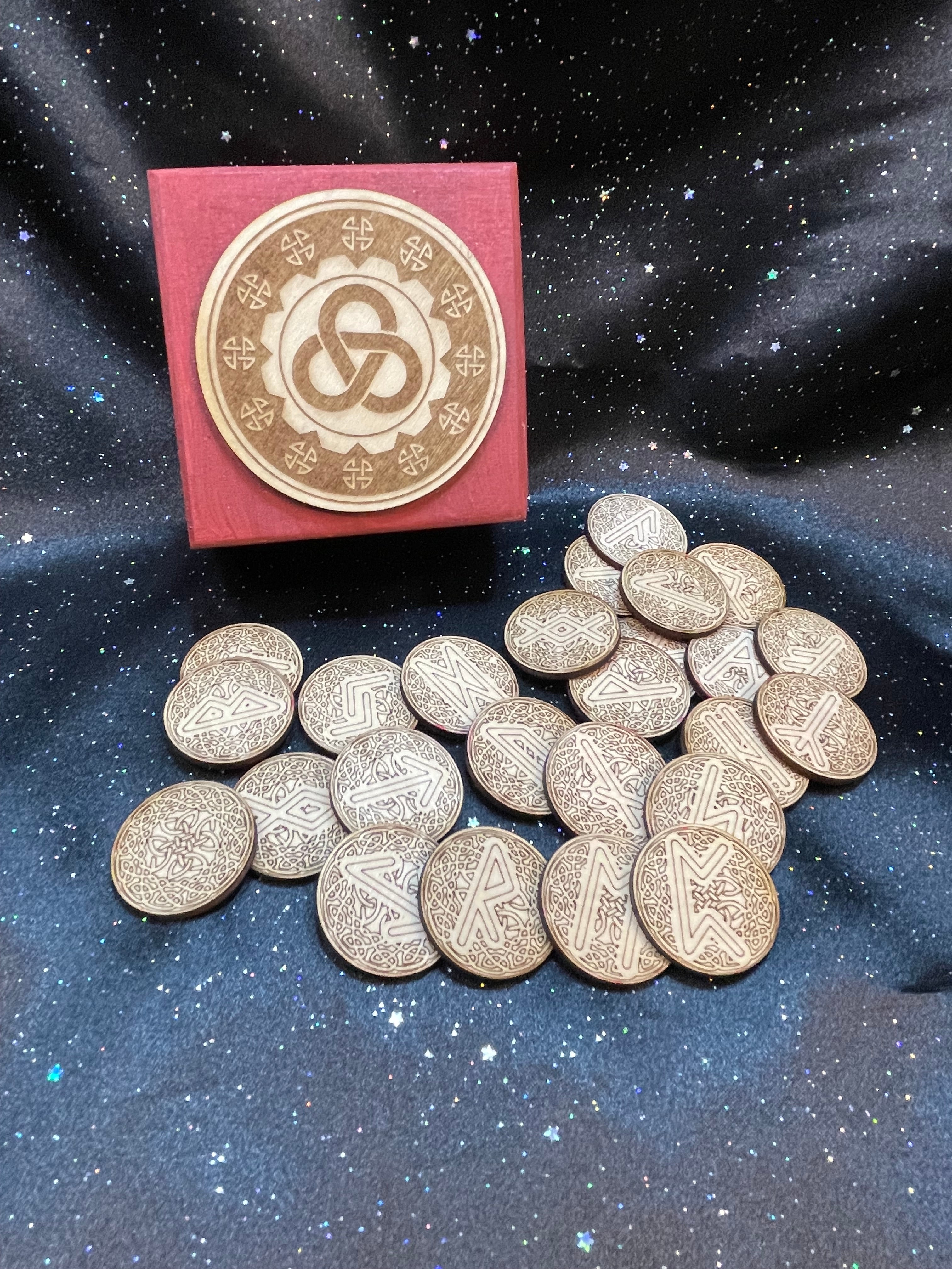 Round Wooden Runes With Box