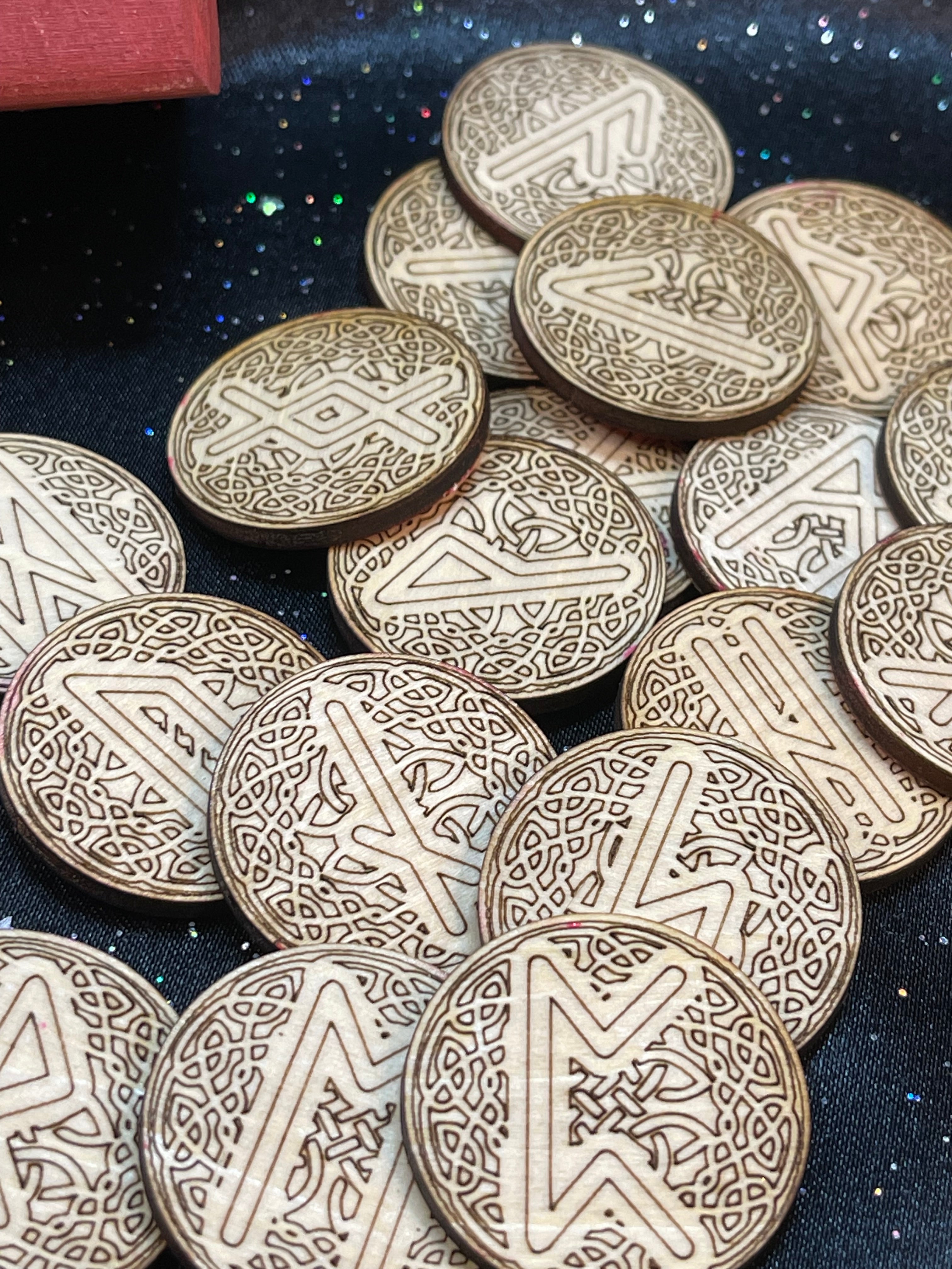 Round Wooden Runes With Box