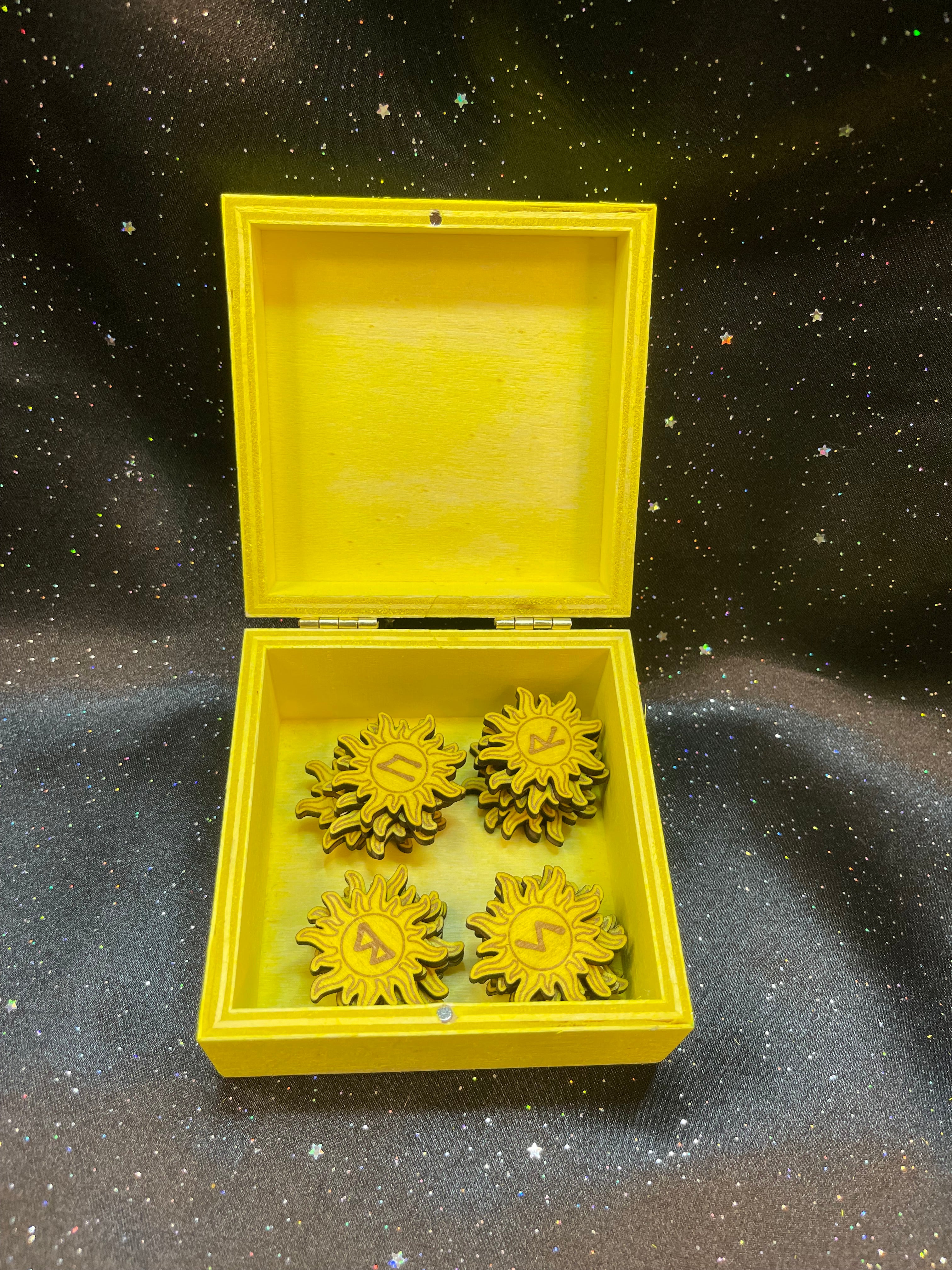 Wooden Sun Runes With Box