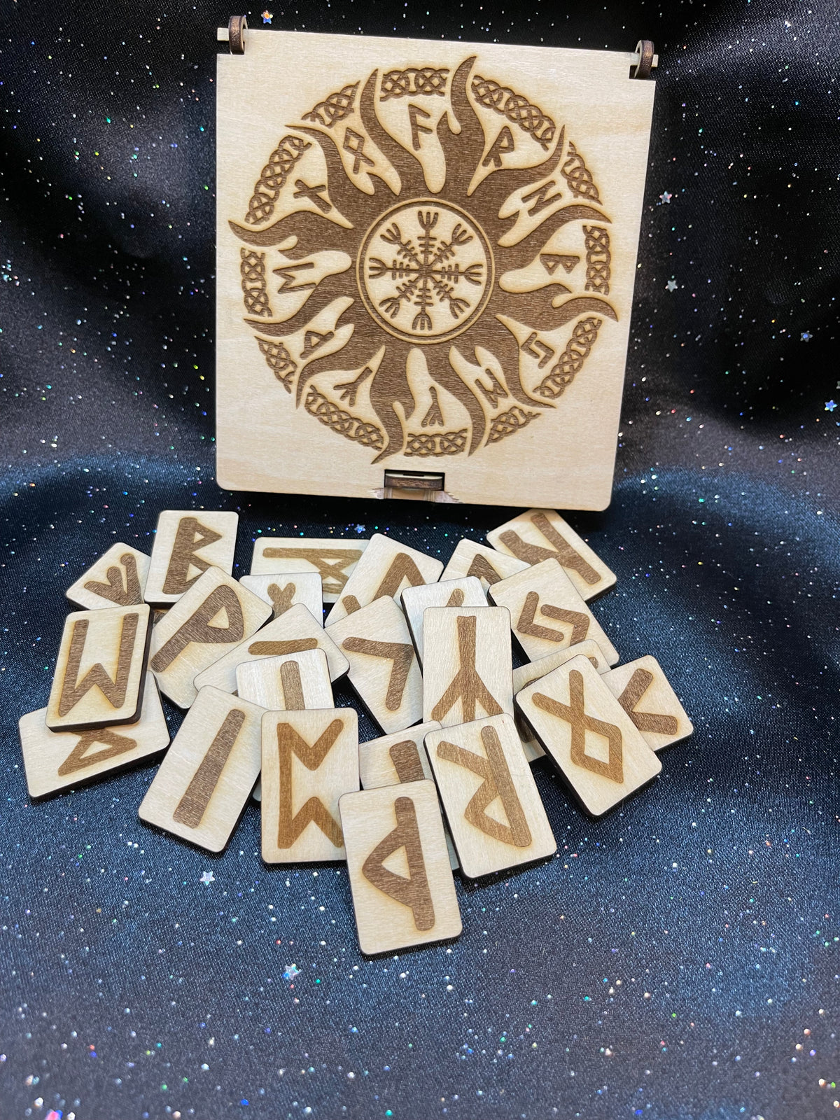 Natural Wooden Runes With Box