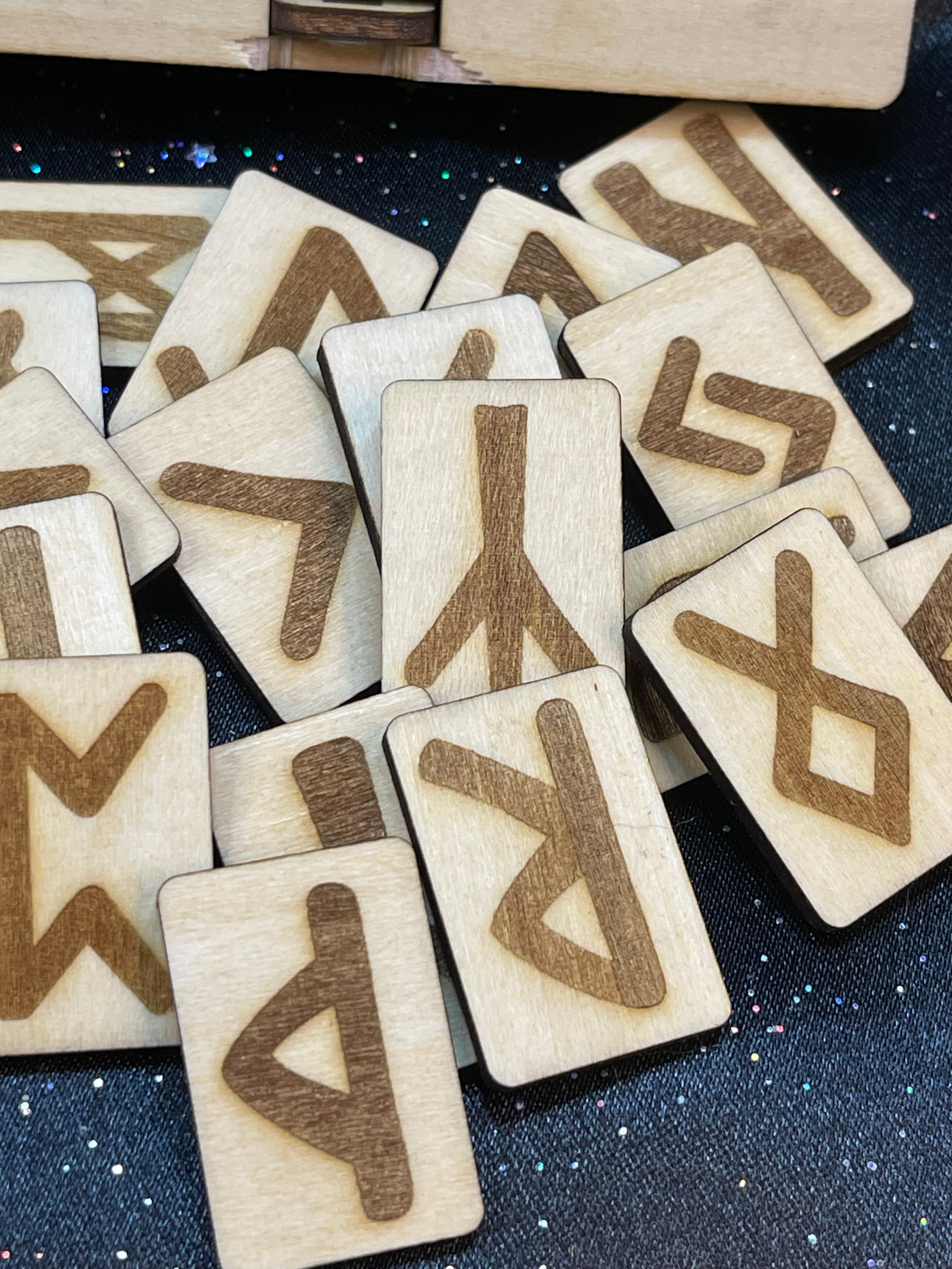 Natural Wooden Runes With Box