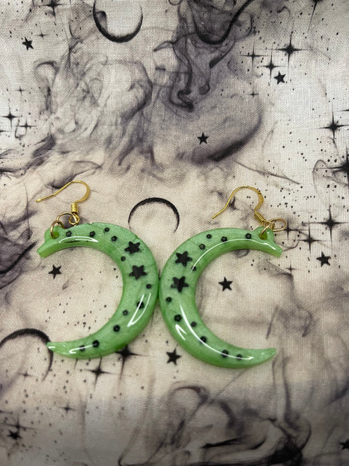Crescent Moon Resin Earrings