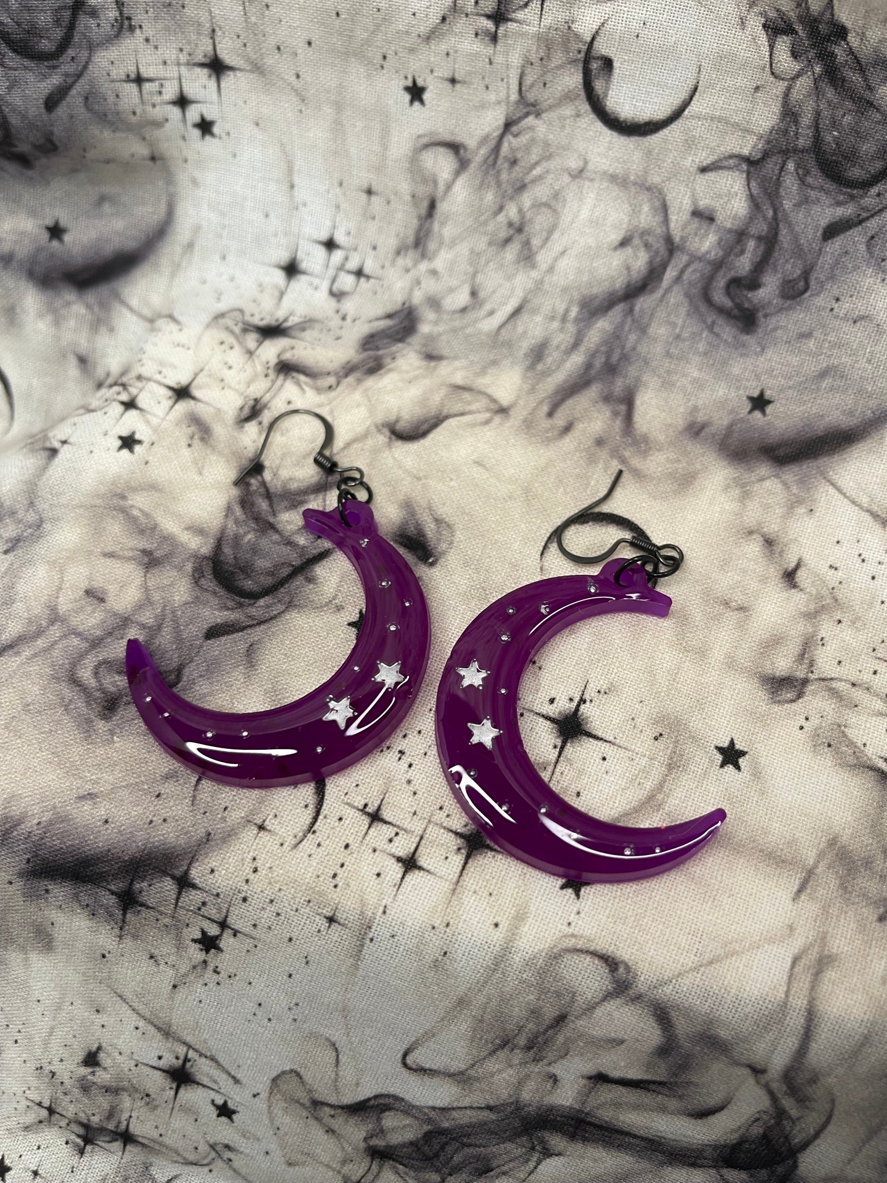 Crescent Moon Resin Earrings